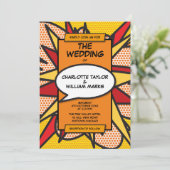 Moderne Kleurrijke Stripboek Bruiloft Kaart (Staand voorkant)