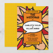 Moderne Kleurrijke Stripboek Bruiloft Kaart (Voorkant / Achterkant)