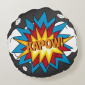 Moderne Kleurrijke Stripboek KAPOW Pop Art Rond Kussen (Achterkant)