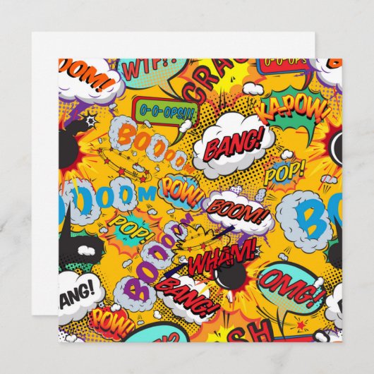 Moderne Kleurrijke Stripboek Uitingen Kaart (Voorkant / Achterkant)