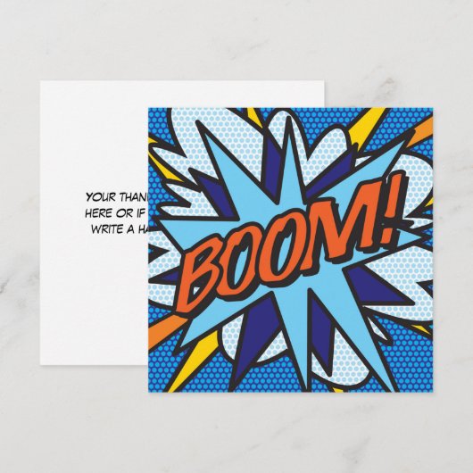 Moderne, kleurrijke stripboekBOOM Kaart (Voorkant / Achterkant)