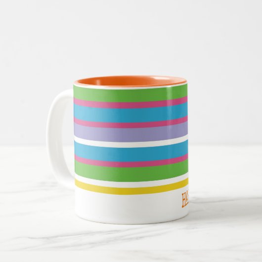 Moderne kleurrijke stripNAAM Preppy Fun Hip Tweekleurige Koffiemok (Voorkant links)