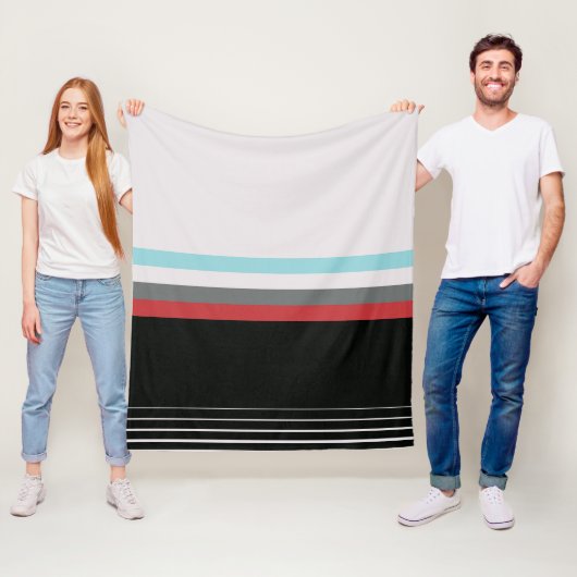 Moderne kleurrijke strips fleece deken (In situ)