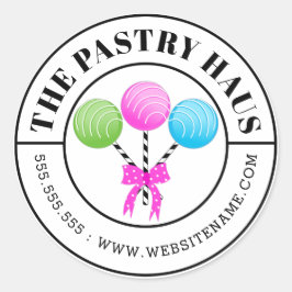 Moderne kleurrijke taart Poppen gebogen tekst Ronde Sticker