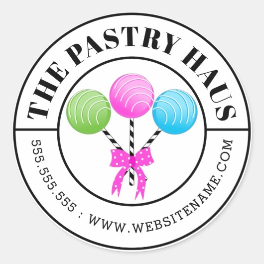 Moderne kleurrijke taart Poppen gebogen tekst Ronde Sticker (Voorkant)