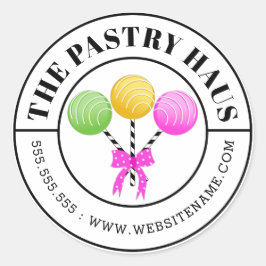 Moderne kleurrijke taart Poppen gebogen tekst Ronde Sticker