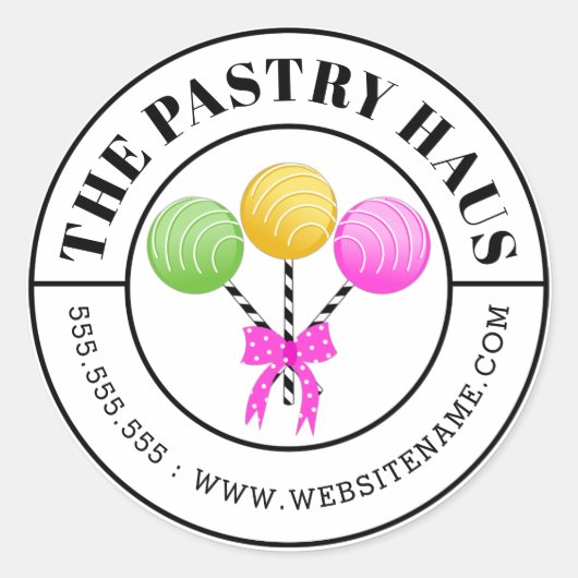 Moderne kleurrijke taart Poppen gebogen tekst Ronde Sticker (Voorkant)