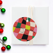Moderne Kleurrijke Tartan Plaid Kerstmis Bedankjes Labels