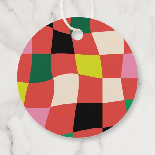 Moderne Kleurrijke Tartan Plaid Kerstmis Bedankjes Labels (Achterkant)