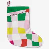 Moderne Kleurrijke Tartan Plaid Kerstmis Kleine Kerstsok (Voorkant)