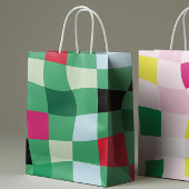 Moderne Kleurrijke Tartan Plaid Kerstmis Medium Cadeauzakje