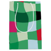 Moderne Kleurrijke Tartan Plaid Kerstmis Medium Cadeauzakje (Voorkant)