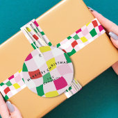 Moderne Kleurrijke Tartan Plaid Kerstmis Satijnen Lint