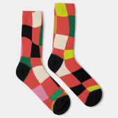 Moderne Kleurrijke Tartan Plaid Kerstmis Sokken (Rechts)