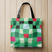 Moderne Kleurrijke Tartan Plaid Kerstmis Tote Bag