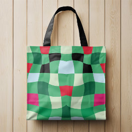 Moderne Kleurrijke Tartan Plaid Kerstmis Tote Bag
