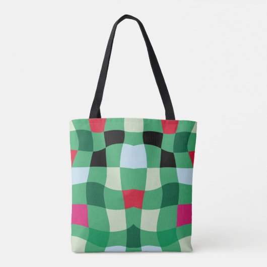 Moderne Kleurrijke Tartan Plaid Kerstmis Tote Bag (Achterkant)