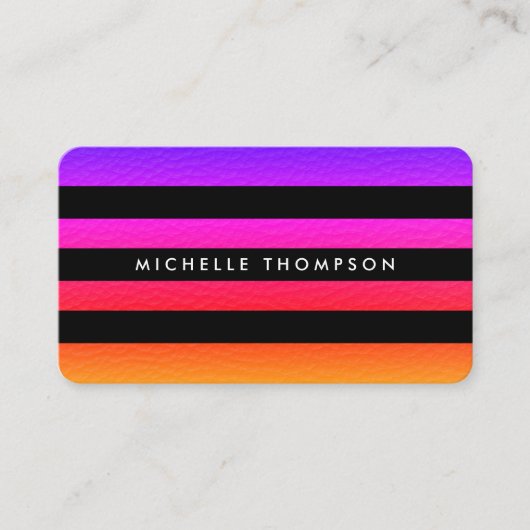Moderne Kleurrijke Textuur met Zwarte Strepen Visitekaartje (Voorkant)