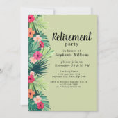 Moderne kleurrijke tropische bloem pensioen partij kaart (Voorkant)