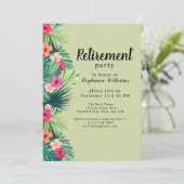 Moderne kleurrijke tropische bloem pensioen partij kaart (Staand voorkant)