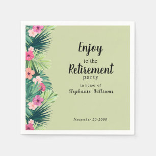 Moderne Kleurrijke Tropische Bloem Pensioenfeestje Servet
