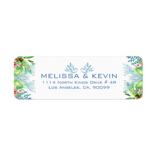 Moderne, kleurrijke tropische bloemen etiket (Voorkant)