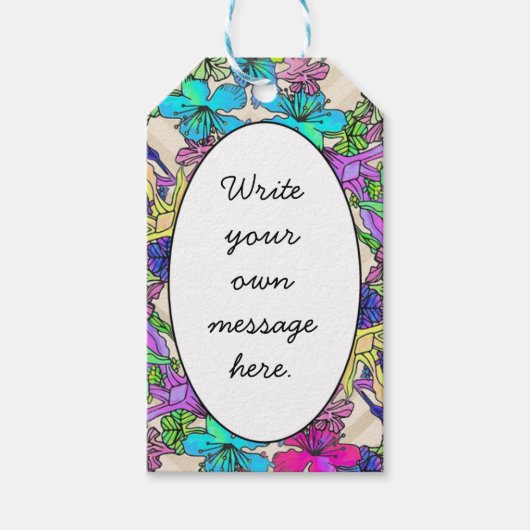 Moderne, kleurrijke tropische botanische patronen cadeaulabel (Voorkant)
