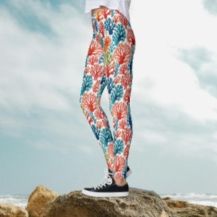 Moderne Kleurrijke Tropische Oceaan Koralen Aquare Leggings