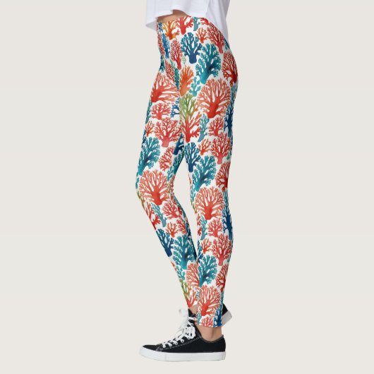 Moderne kleurrijke tropische oceaankoralen Waterve Leggings (Links)