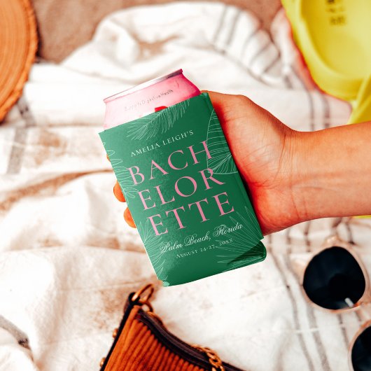 Moderne kleurrijke tropische palmbladeren Bachelor Blikjeskoeler