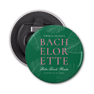 Moderne kleurrijke tropische palmbladeren Bachelor Button Flesopener