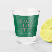 Moderne kleurrijke tropische palmbladeren Bachelor Shot Glas (Voorkant)