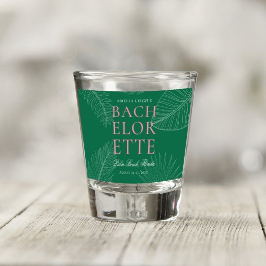 Moderne kleurrijke tropische palmbladeren Bachelor Shot Glas
