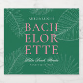 Moderne kleurrijke tropische palmbladeren Bachelor Sparkling Wijnetiket (Enkel label)