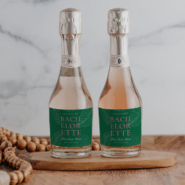 Moderne kleurrijke tropische palmbladeren Bachelor Sparkling Wijnetiket