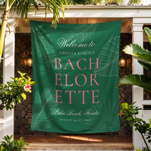 Moderne Kleurrijke Tropische Palmbladeren Bachelor Wandkleed