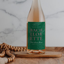 Moderne kleurrijke tropische palmbladeren Bachelor Wijn Etiket