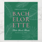 Moderne kleurrijke tropische palmbladeren Bachelor Wijn Etiket (Enkel label)