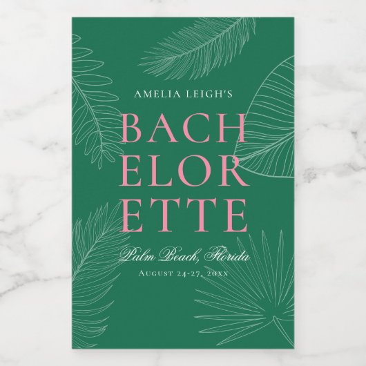 Moderne kleurrijke tropische palmbladeren Bachelor Wijn Etiket (Enkel label)