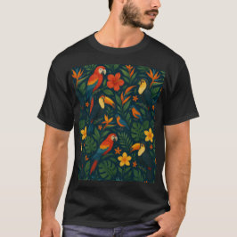 Moderne kleurrijke tropische vogels met bloemen t-shirt