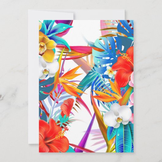 Moderne, kleurrijke, tropische witte basis Vrijgez Kaart (Achterkant)