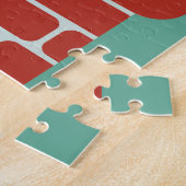 Moderne kleurrijke tuin bloeien in Brick Chimney Legpuzzel (Zijkant)