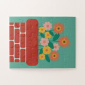 Moderne kleurrijke tuin bloeien in Brick Chimney Legpuzzel (Horizontaal)