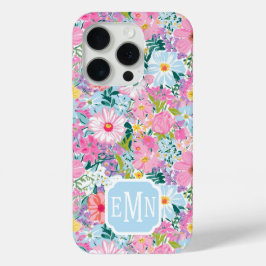 Moderne Kleurrijke Tuin Met Initiaal iPhone 15 Pro Case