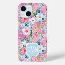 Moderne Kleurrijke Tuin Met Initiaal iPhone 15 Case