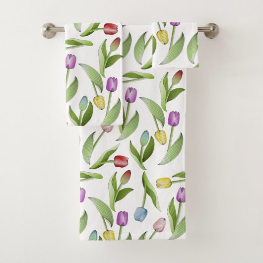 Moderne kleurrijke tulp bad handdoek (Insitu)