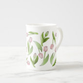 Moderne Kleurrijke Tulp Bloem Monogram Porselein Kop (Voorkant rechts)