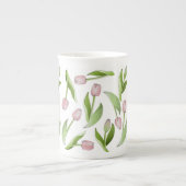 Moderne Kleurrijke Tulp Bloem Monogram Porselein Kop (Voorkant)
