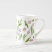 Moderne Kleurrijke Tulp Bloem Monogram Porselein Kop (Rechts)