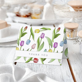 Moderne Kleurrijke Tulp Bloem Patroon Bedankkaart